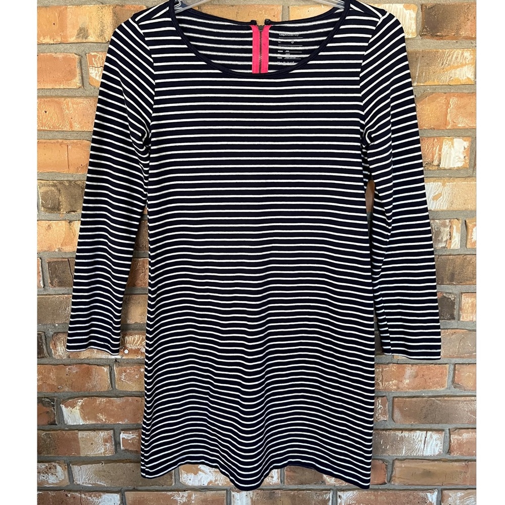 Gap Maternity Boatneck Navy and White Striped Dress Size Small